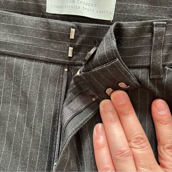 GAP Charcoal Pinstripe Slim Crop Stretch Flat Front Dress Pants - Picture 3 of 8